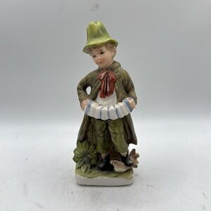 Vintage Wales Boy Accordion Musician Ceramic Figurine Collectible Decor Japan